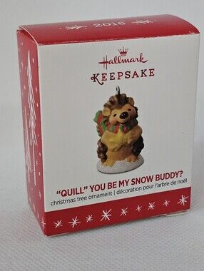 New Hallmark Keepsake Ornament Quill You Be My Snow Buddy 2016 hedgehog Mini NIB